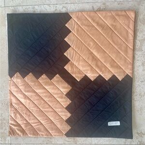 Black And Orange Design Silk Euro Sham With Black Back And Zipper NEW